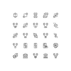 Set of money exchange, business, outline style icon - vector