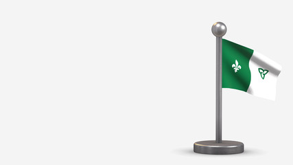 Franco-Ontarian 3D waving flag illustration on tiny flagpole.
