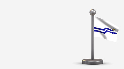 Franco-Colombiens 3D waving flag illustration on tiny flagpole.