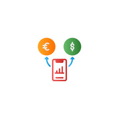 Money Exchange Analysis Smartphone Icon, Logo, Vector
