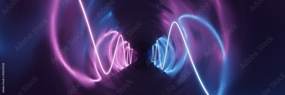 Aufkleber 3d rendering neon lights background. bright neon lines background. intelligence artificial. abstract