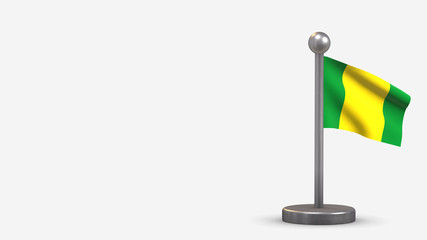El Oro 3D waving flag illustration on tiny flagpole.