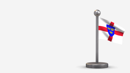 East Anglia 3D waving flag illustration on tiny flagpole.