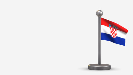 Fototapeta premium Croatia 3D waving flag illustration on tiny flagpole.
