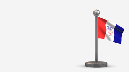 Cleveland 3D waving flag illustration on tiny flagpole.