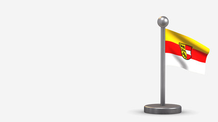 Carinthia 3D waving flag illustration on tiny flagpole.