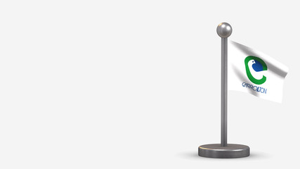 Carrollton Texas 3D waving flag illustration on tiny flagpole.