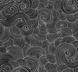 Beautiful abstract vector seamless background with handwritten wavy curling linear ornament