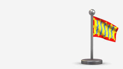 Cambridgeshire 3D waving flag illustration on tiny flagpole.