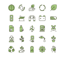 environment ecology icons collection line and fill