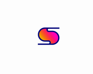 simple letter S initial line with color logo design