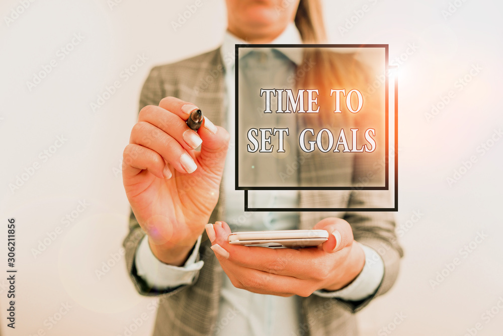 Aufkleber handwriting text writing time to set goals. conceptual photo desired objective wanted to accomplish 