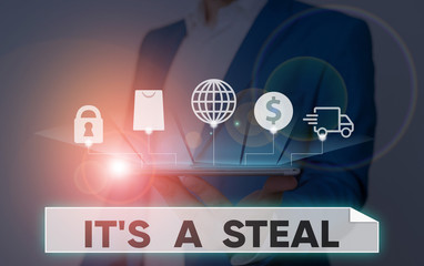 Handwriting text It S A Steal. Conceptual photo Getting confidential informations Cyber breaching...