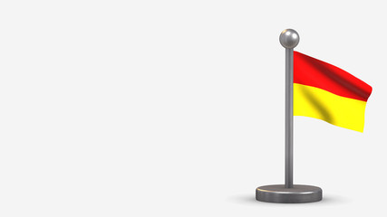 Azuay 3D waving flag illustration on tiny flagpole.