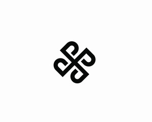 P4 connection initial logo design vector