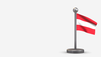 Austria 3D waving flag illustration on tiny flagpole.