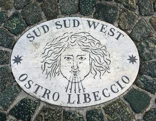 tile in Saint Peter Square in Vatican City with names of Wind in