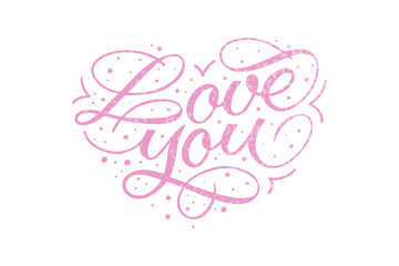 I Love You - decorative vector lettering for postcards and posters