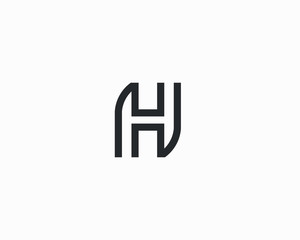 initial H logo line art black and white with sharp edge