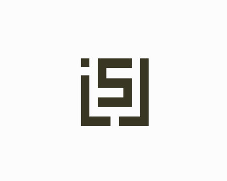 initial ISJ square shape logo design template