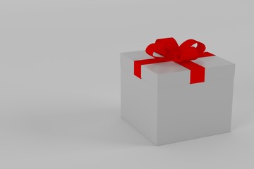 Gift Box with red ribbon Isolated on a White Background for Wedding, Birthday, Anniversary and Xmas. illustration of Gift box