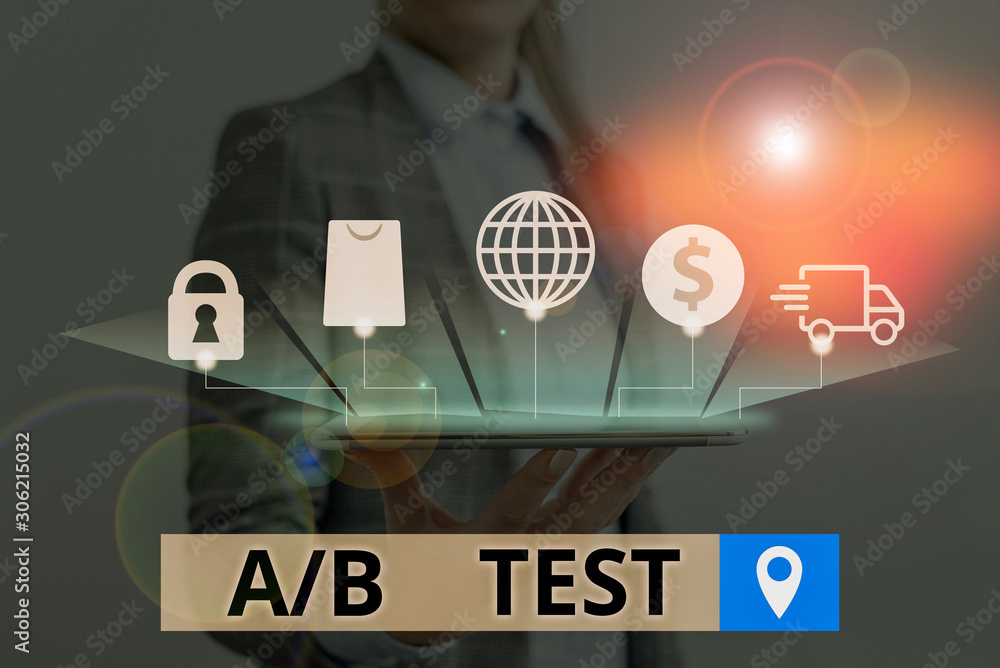Poster conceptual hand writing showing a or b test. concept meaning test to determine consumers prefer abil