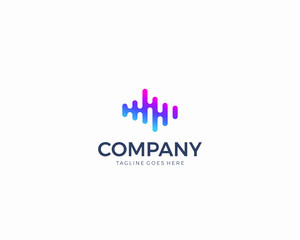abstract modern line equalizer shape logo design 