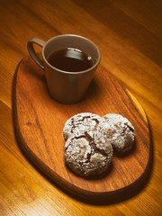 Coffee Cup And Cracked Chocolate Cookies