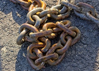 Rusted pile of chains