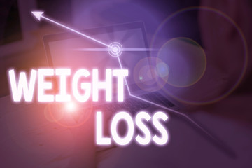 Writing note showing Weight Loss. Business concept for the fact of a demonstrating or animals body weight becoming less