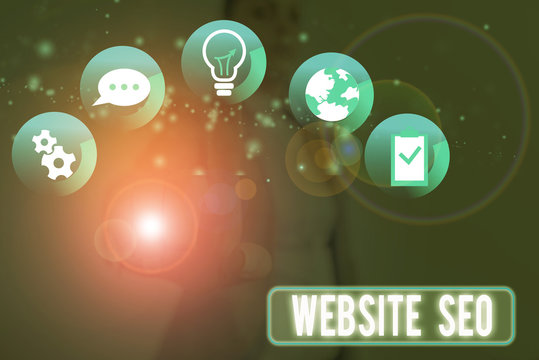 Conceptual hand writing showing Website Seo. Concept meaning tactics used to increase the amount of visitors to a website