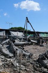 piling equipment on landscape building house