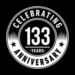133 years anniversary celebration logo template. One hundred thirty three years vector and illustration.