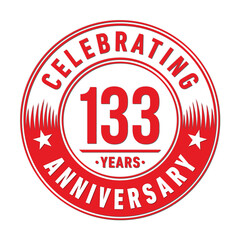 133 years anniversary celebration logo template. One hundred thirty three years vector and illustration.