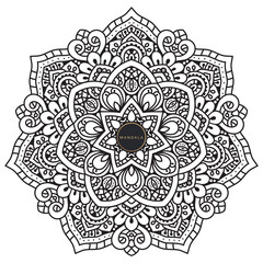 Black and white mandala vector isolated on white. Vector hand drawn circular decorative element.