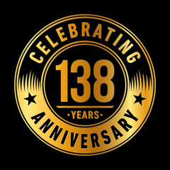 138 years anniversary celebration logo template. One hundred thirty eight years vector and illustration.