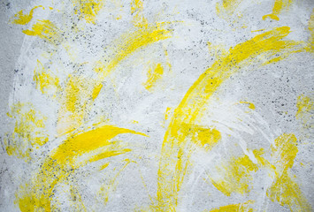 Yellow and white painted wall as background. Abstract art surface. Copy space