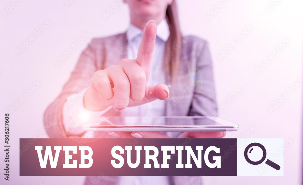 Poster writing note showing web surfing. business concept for jumping or browsing from page to page on the 
