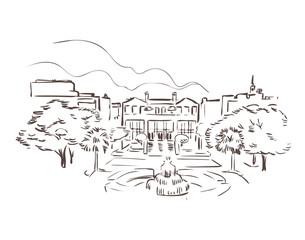 Obraz premium Charleston, South Carolina, usa, ameryka, wektor, szkic, miasto, ilustracja, line, art