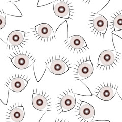 Naklejka premium Horrific seamless pattern of female eyes, scary abstract background, the ability to change the background color