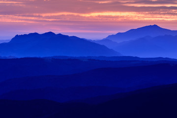 Fototapeta na wymiar sunset in Fagaras Mountains, Romania