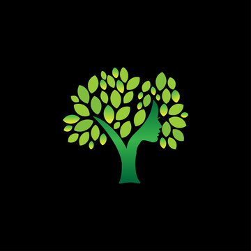 Women Tree Icon, Tree With Body Women Logo Design