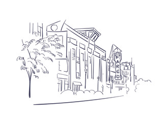 Fargo North Dakota usa America vector sketch city illustration line art