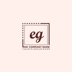 EG Initial handwriting logo concept, with line box template vector