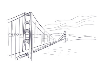 Golden Gate bridge usa America vector sketch city illustration line art