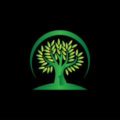 women tree icon, Tree with Body Women Logo Design