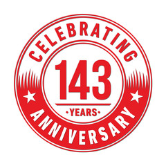 143 years anniversary celebration logo template. One hundred forty three years vector and illustration.