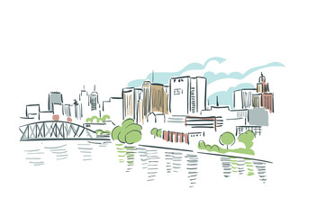 Newark New Jersey usa America vector sketch city illustration line art