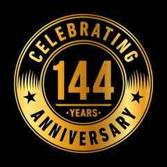 144 years anniversary celebration logo template. One hundred forty four years vector and illustration.