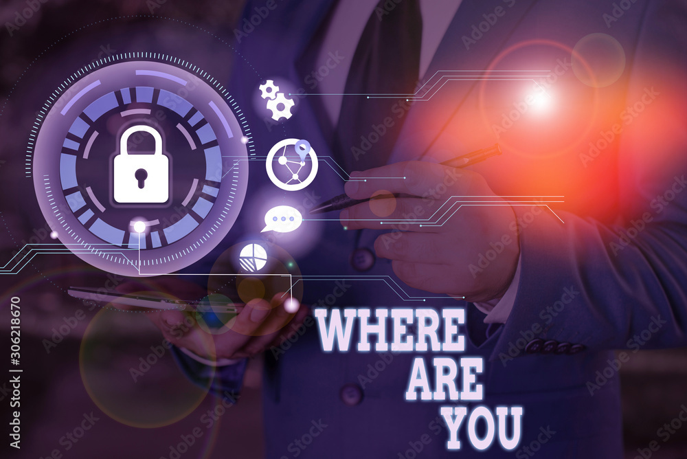 Poster writing note showing where are you. business concept for give us your location address direction poi